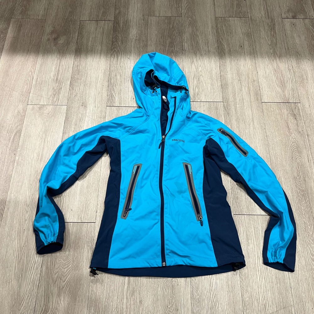 Marmot Womens Blue vapor trail Lightweight softshell Hooded Outdoor Jacket Small